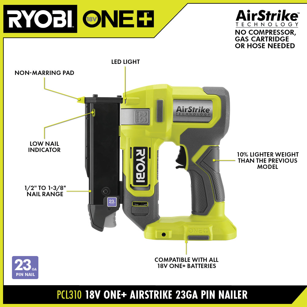 18V ONE+ AIRSTRIKE 23GA PIN NAILER Image 2